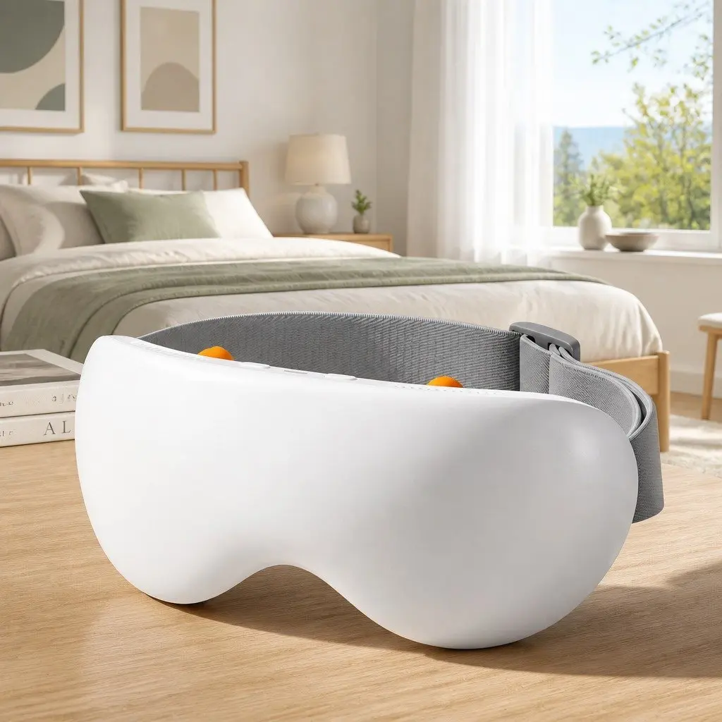 Eye Massager Dual Hot Cold Compress Technology 12 Vibrating Nodes White