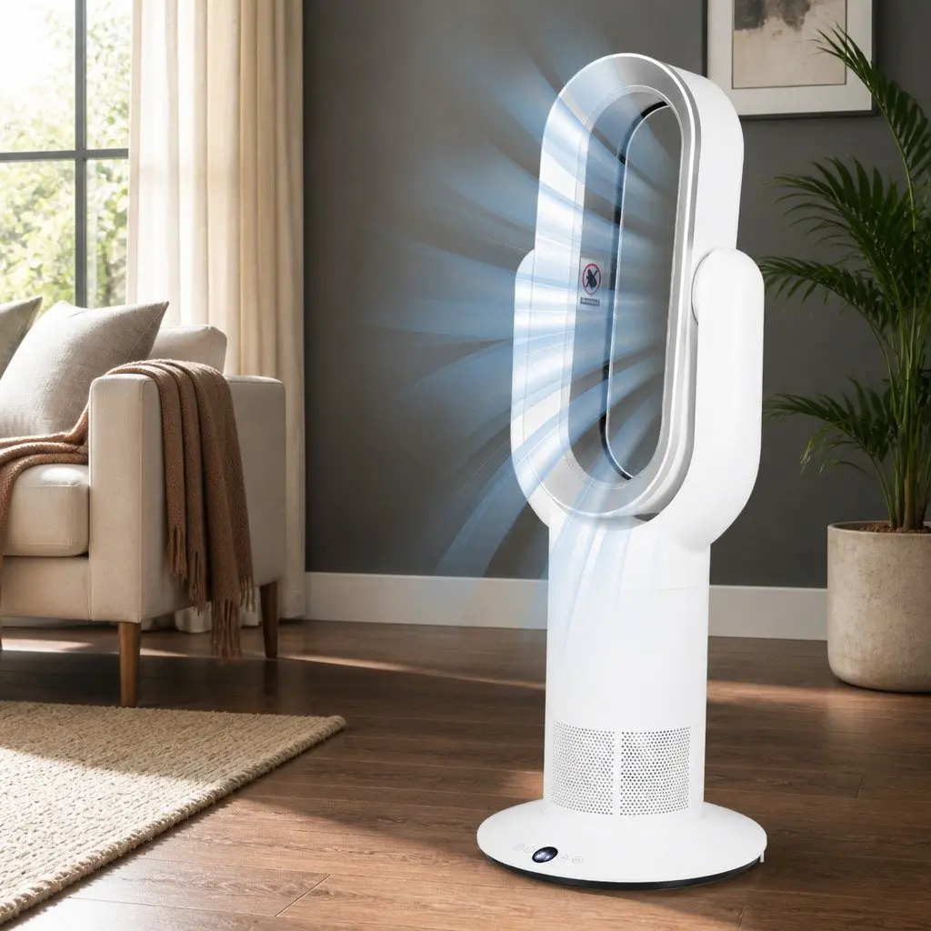 Bladeless Tower Fan ABS Plastic 72cm White with Silver