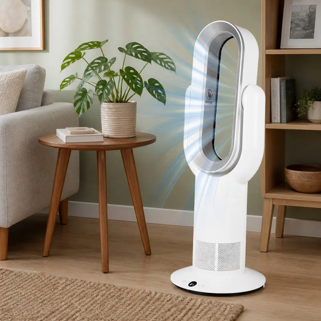 Bladeless Tower Fan ABS Plastic 72cm White with Silver