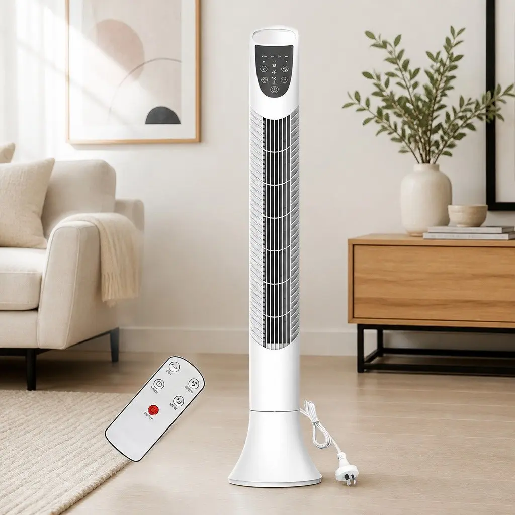 Bladeless Tower Fan with 3 Speeds and Remote