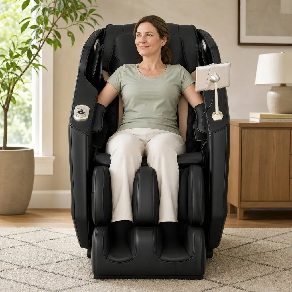 Massage Chair PU Leather Full Body Zero Gravity Recliner Black