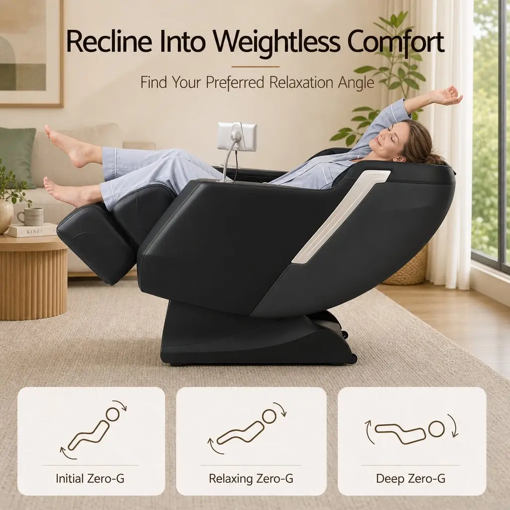 Massage Chair PU Leather Full Body Zero Gravity Recliner Black