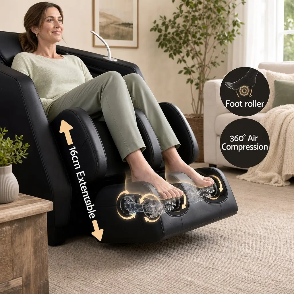 Massage Chair PU Leather Full Body Zero Gravity Recliner Black
