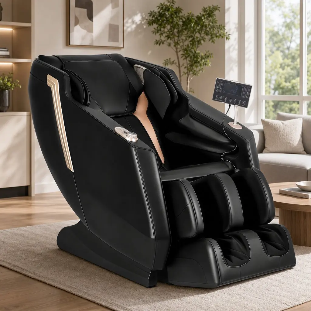Massage Chair PU Leather Full Body Zero Gravity Recliner Black