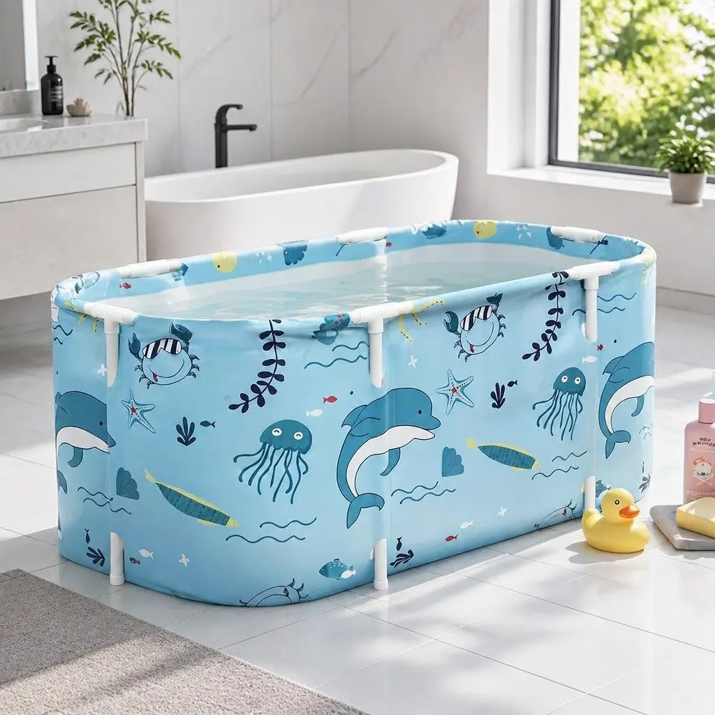 Foldable Bathtub Oxford Cloth 114x62cm Blue