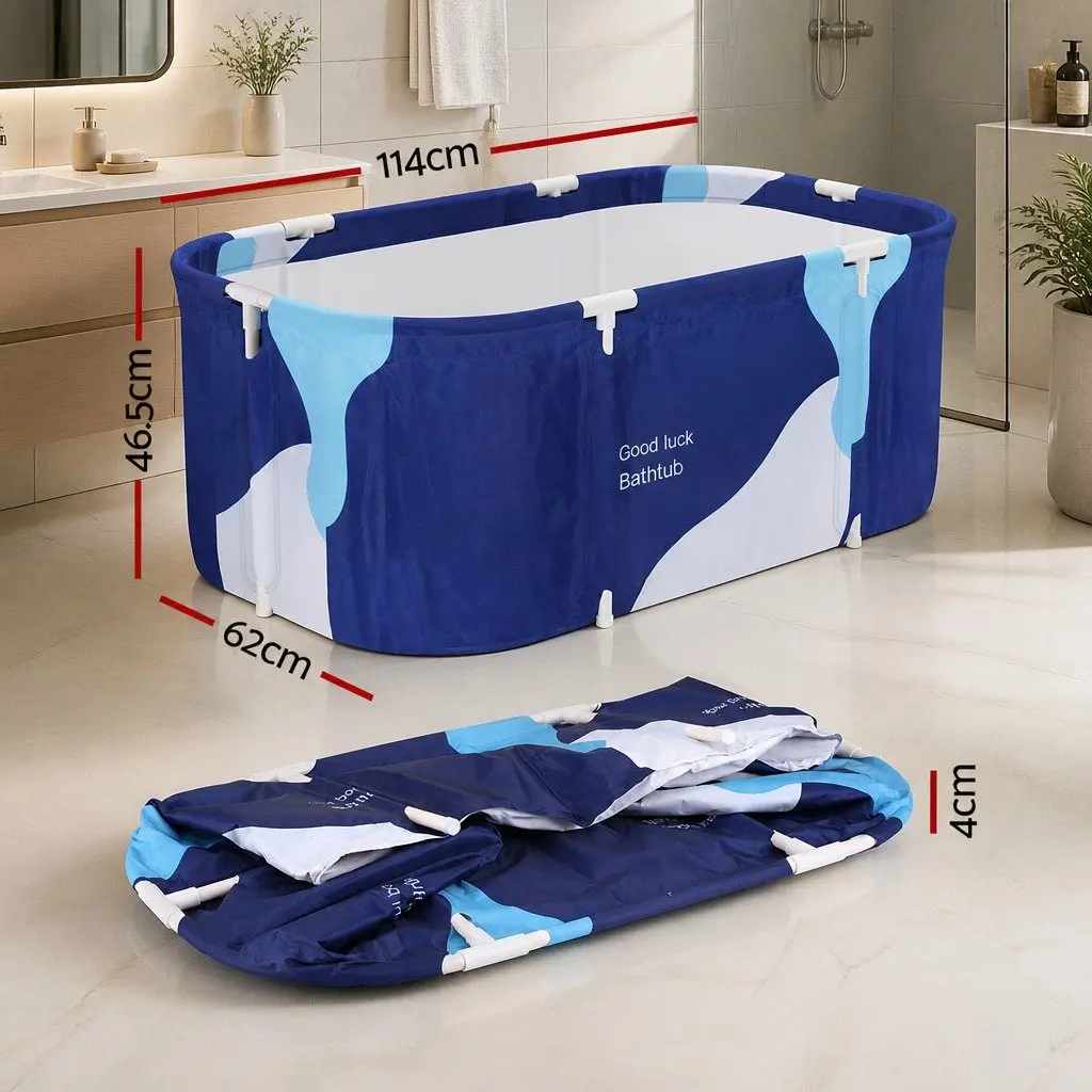 Foldable Bathtub PVC 114x62cm Navy Blue