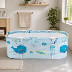 Foldable Bathtub Portable Spa Bucket Inflatable Cushion Indoor Outdoor 134x65cm