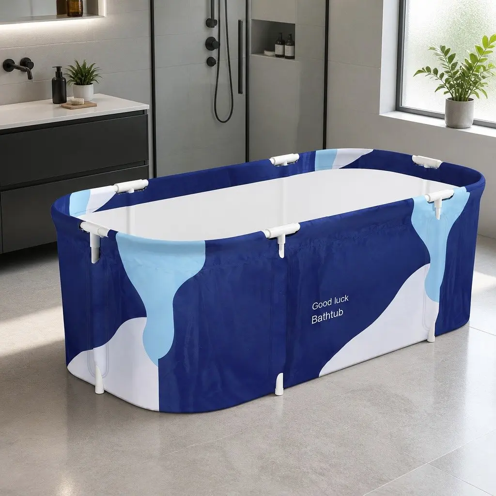 Portable Foldable Bathtub Navy Blue