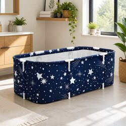 Durable Navy Blue PVC Foldable Bathtub for Relaxation