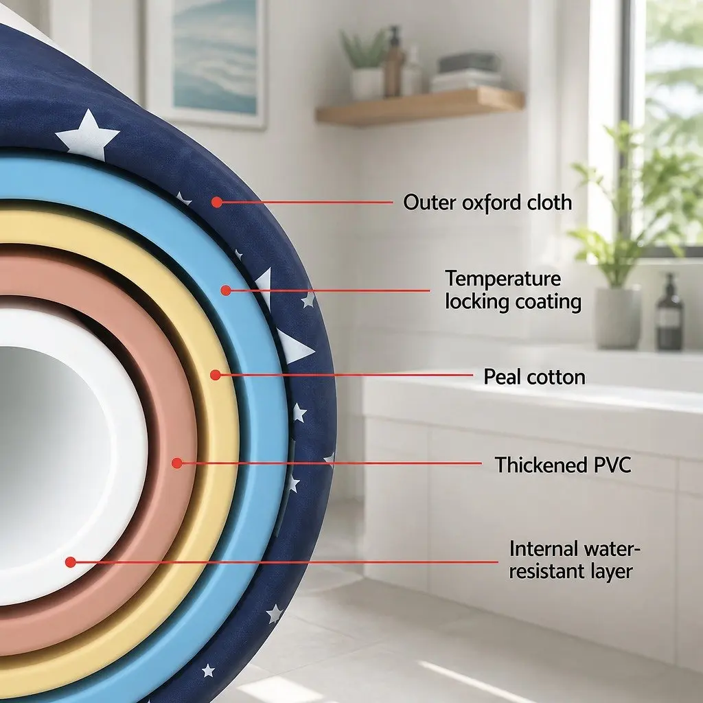 Foldable Bathtub PVC 134x65cm Navy Blue