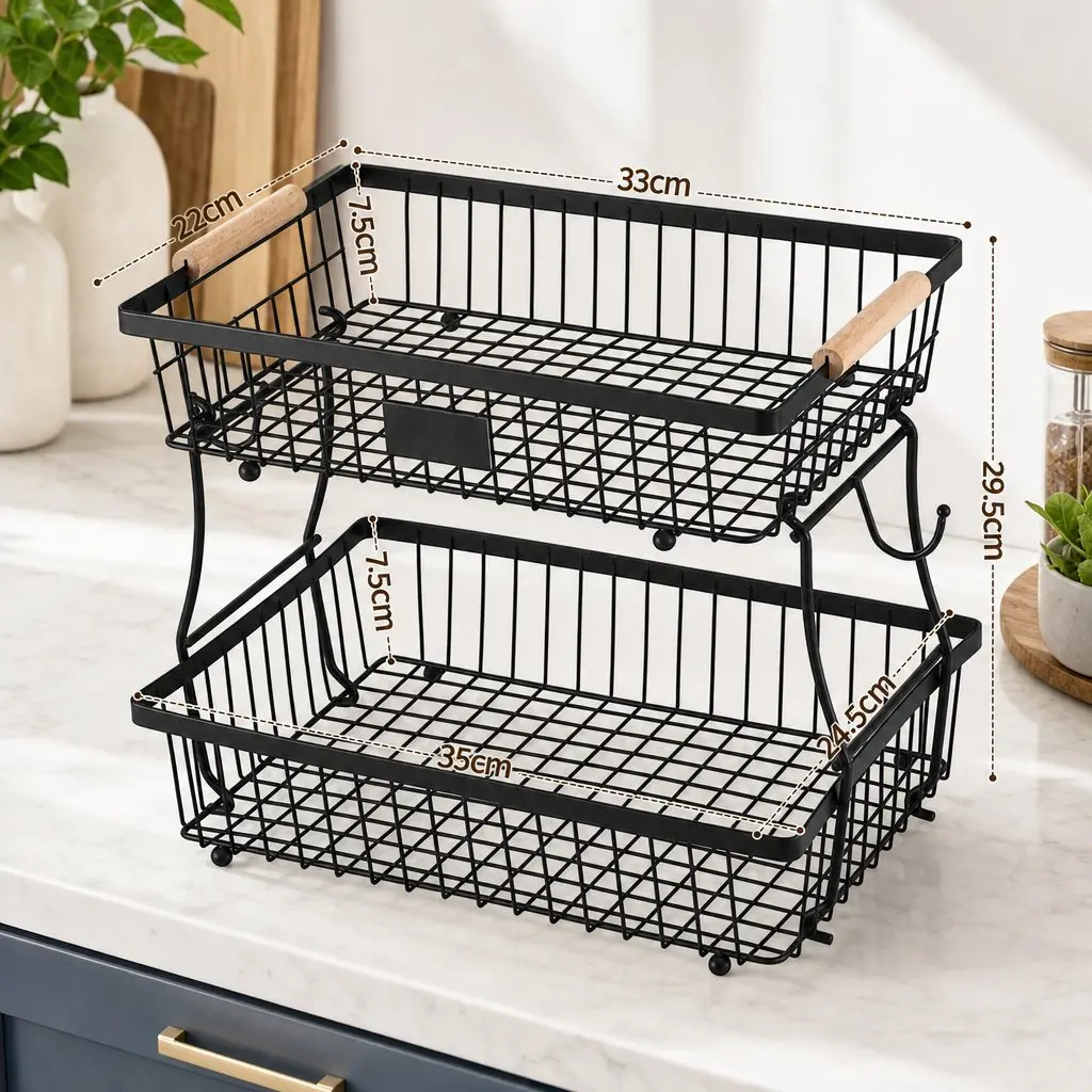 2-Tier Fruit Basket with Banana Hanger