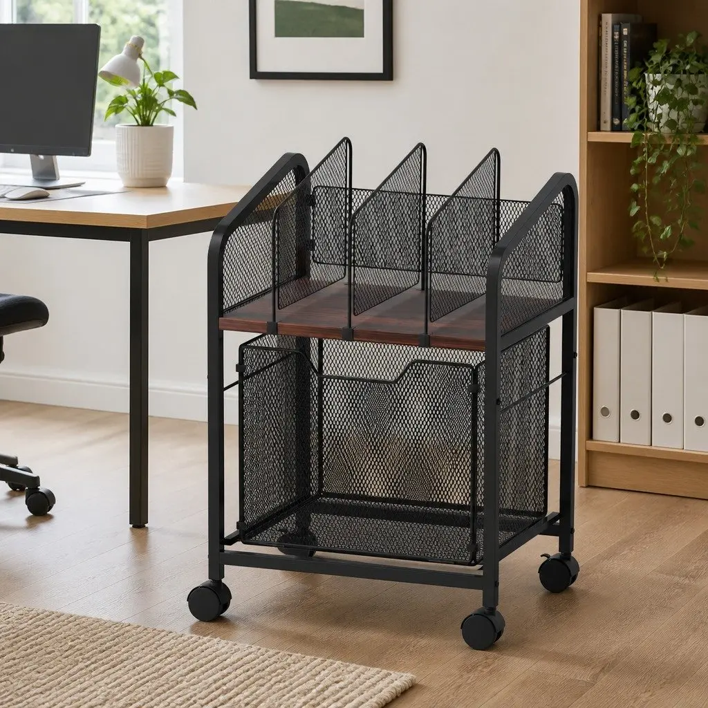 Black Mobile Filing Cabinet with Locking Wheels