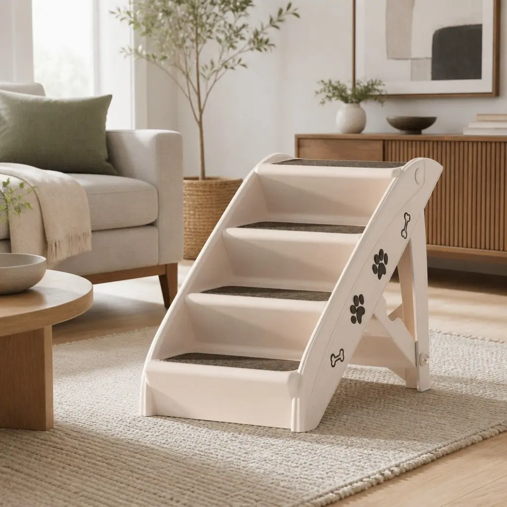Beige Dog Ramp Steps for Easy Pet Access