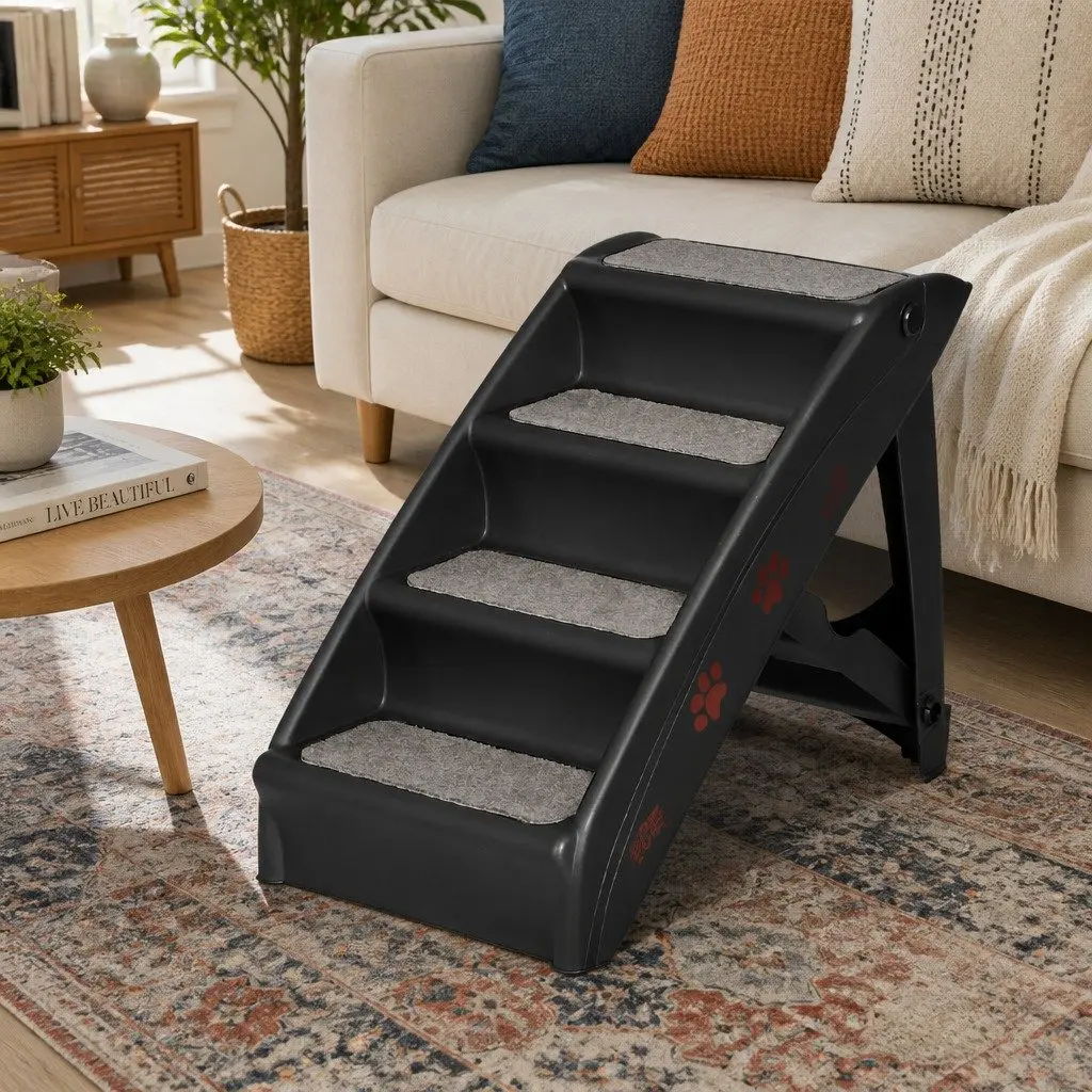Dog Ramp Steps PP Plastic 62cm x 40cm x 49cm Black