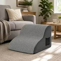 2-Step Dog Ramp for Small Pets - Non-Slip Foam Grey
