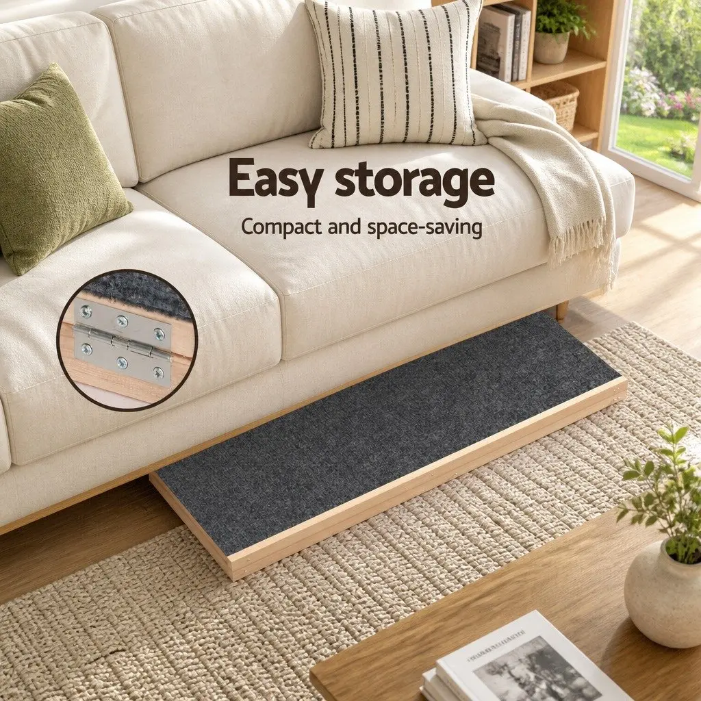 Dog Ramp Steps Wooden 100cm Adjustable Height Foldable Natural Grey