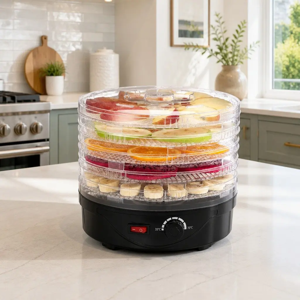 5 Tray Food Dehydrator Machine Food-grade Plastic Black Kitchen