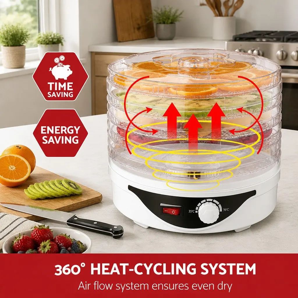 Food Dehydrator Plastic 5 Tray White
