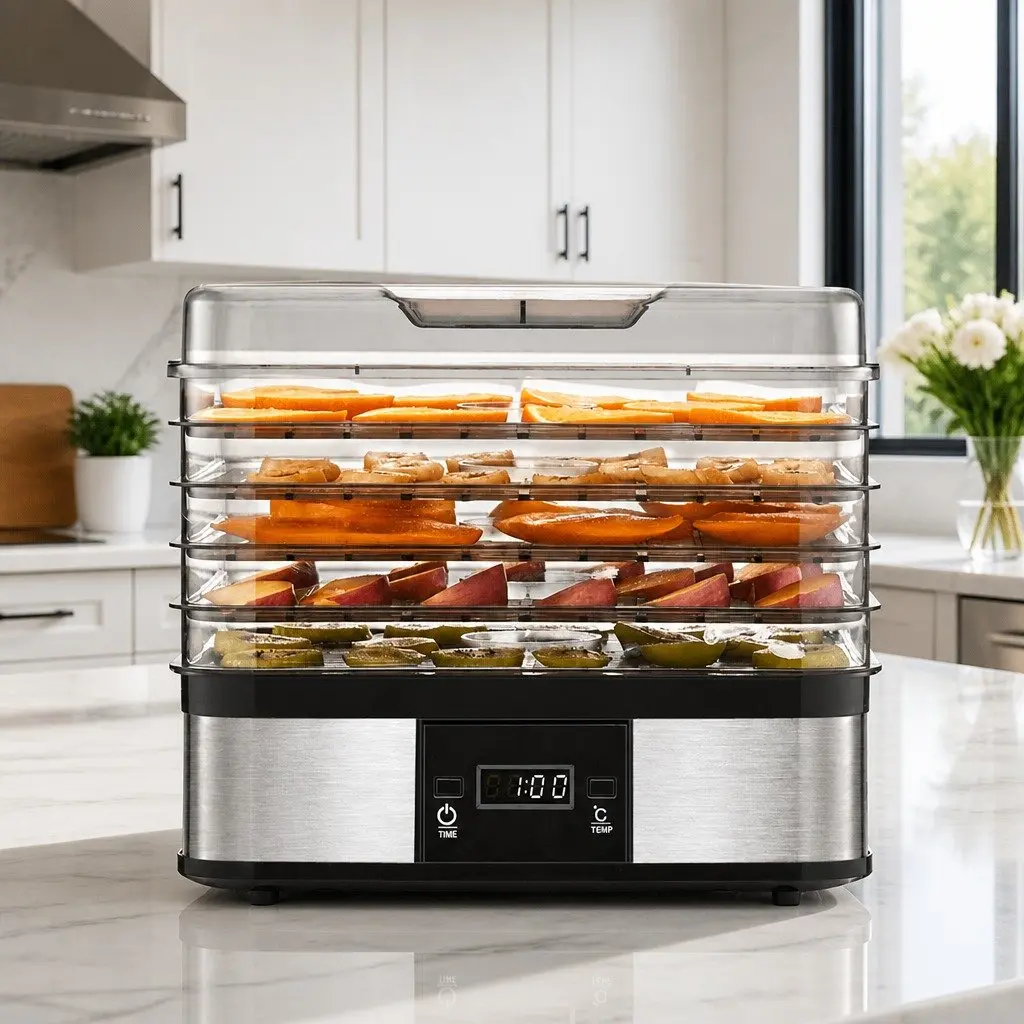 Food Dehydrator Stainless Steel 5 Tray Silver