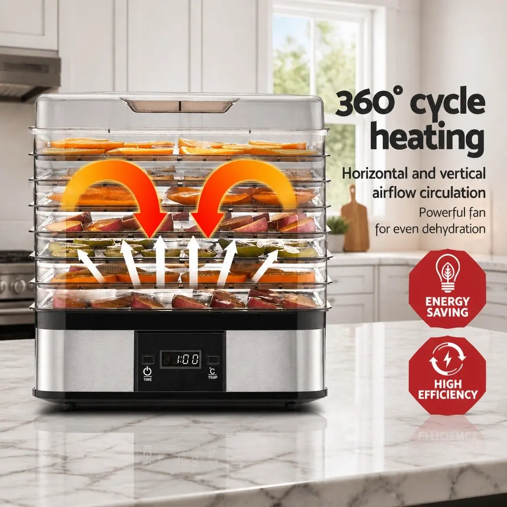 Food Dehydrator Stainless Steel 5 Tray Silver