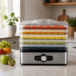 Stainless Steel Food Dehydrator with 5 Trays and Adjustable Temp