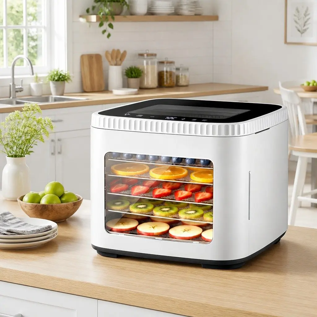 Food Dehydrator Machine Stainless Steel 5 Tray Compact Benchtop White