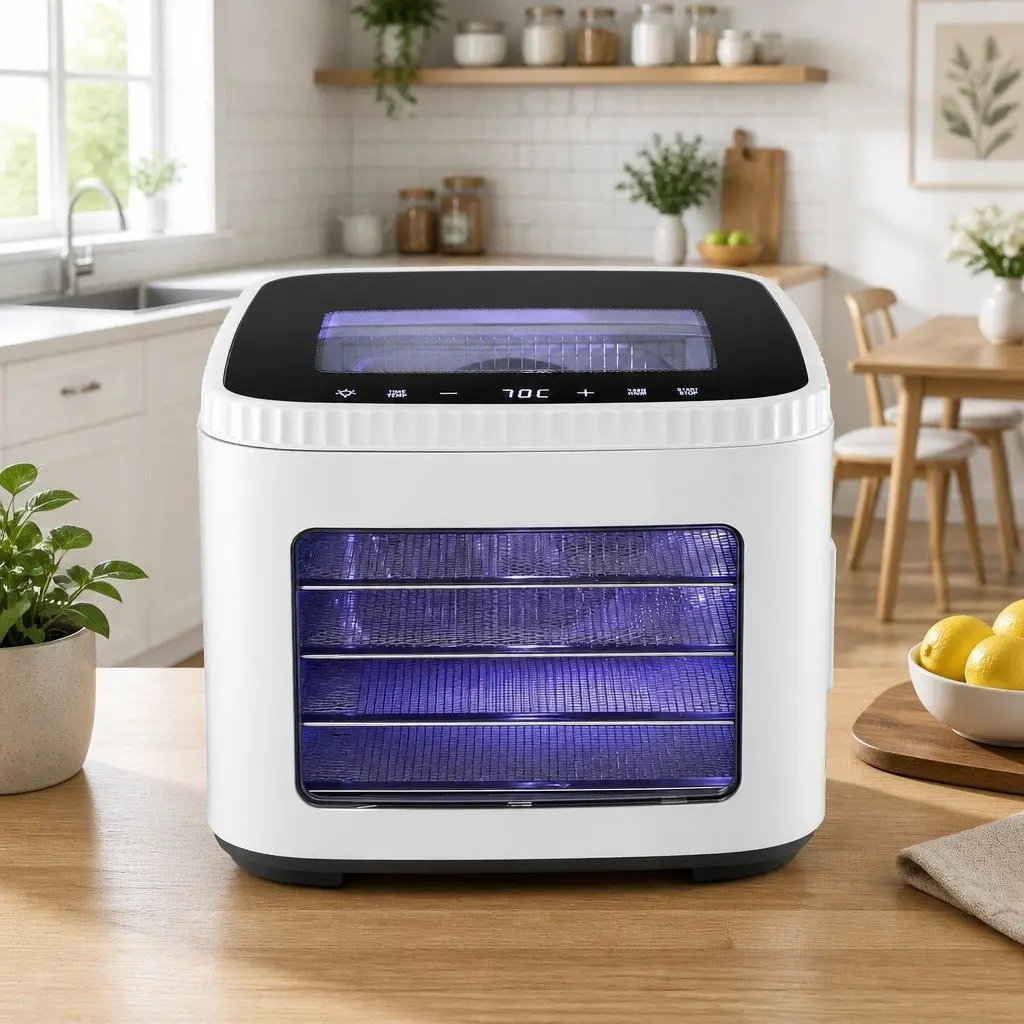 Food Dehydrator Machine Stainless Steel 5 Tray Compact Benchtop White