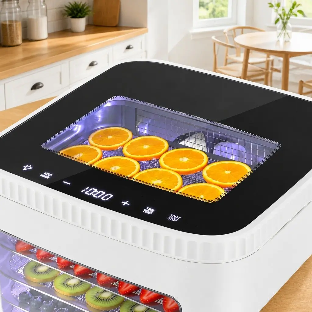 Food Dehydrator Machine Stainless Steel 5 Tray Compact Benchtop White