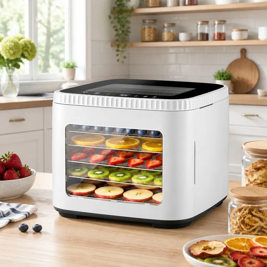 Food Dehydrator Machine Stainless Steel 5 Tray Compact Benchtop White