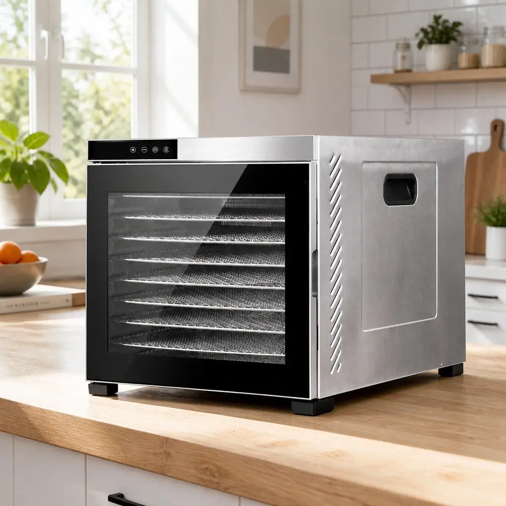 Food Dehydrator Stainless Steel 10 Trays Silver