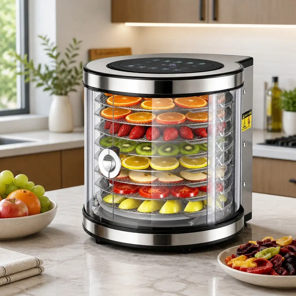 Food Dehydrator Stainless Steel 8 Trays Silver