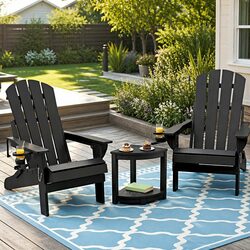 Premium Foldable Adirondack Chair and Table Set Black