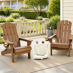 Durable Foldable Adirondack Chair and Table Set for Outdoors