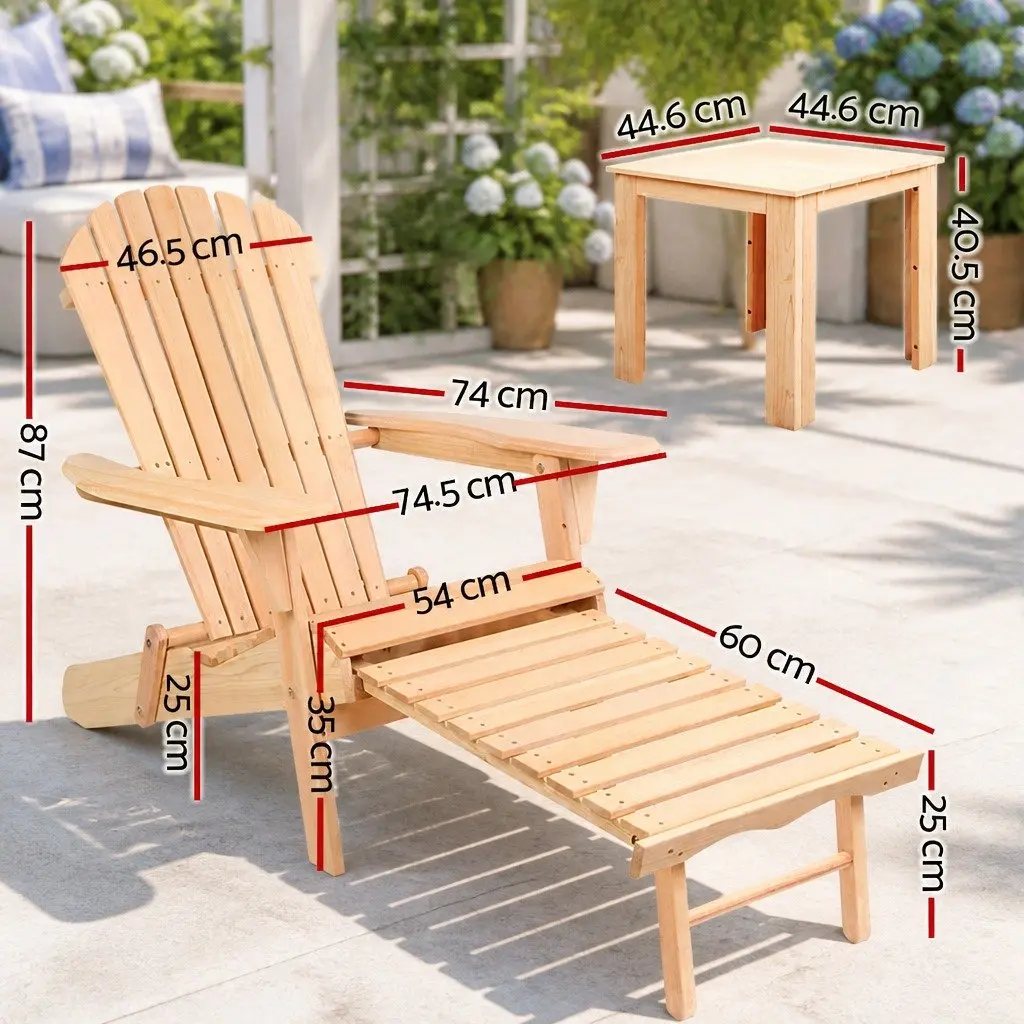 Adirondack Chair and Table Set for Outdoor Relaxation