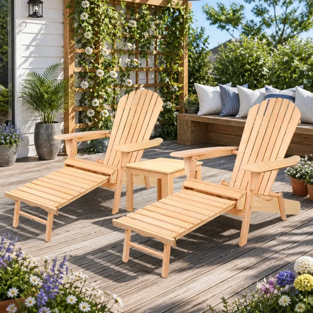 Adirondack Chair and Table Set for Outdoor Relaxation