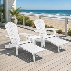 Durable 3-Piece Adirondack Lounge Set with Ottoman and Table