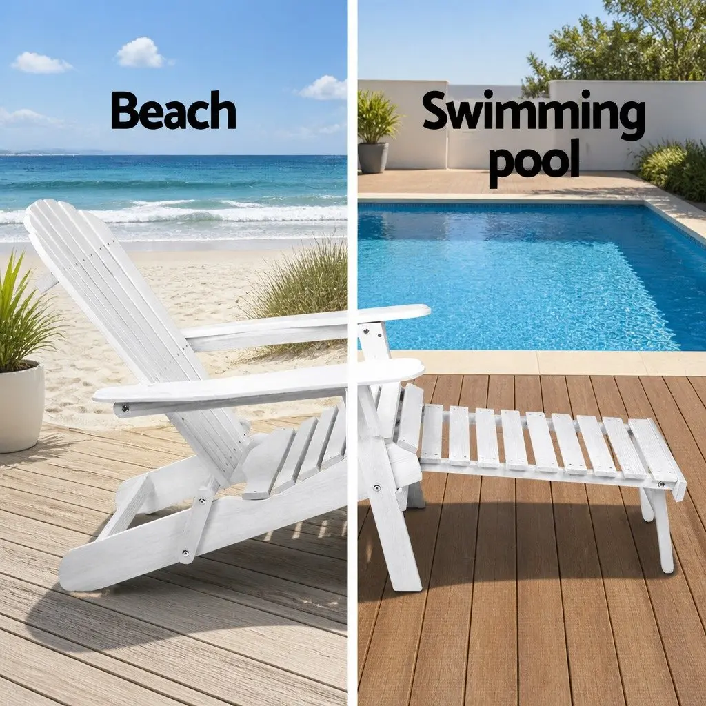 3-Piece Adirondack Lounge Set with Ottoman and Table