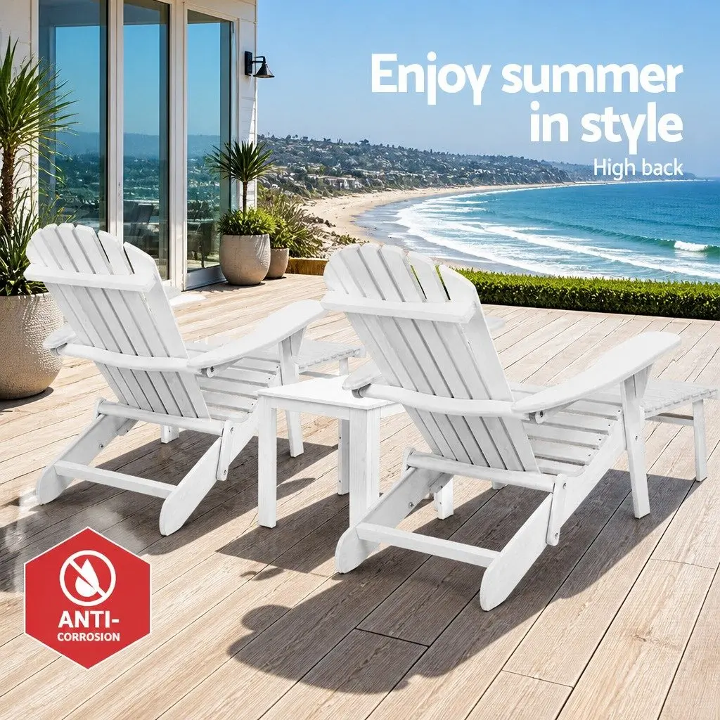 3-Piece Adirondack Lounge Set with Ottoman and Table