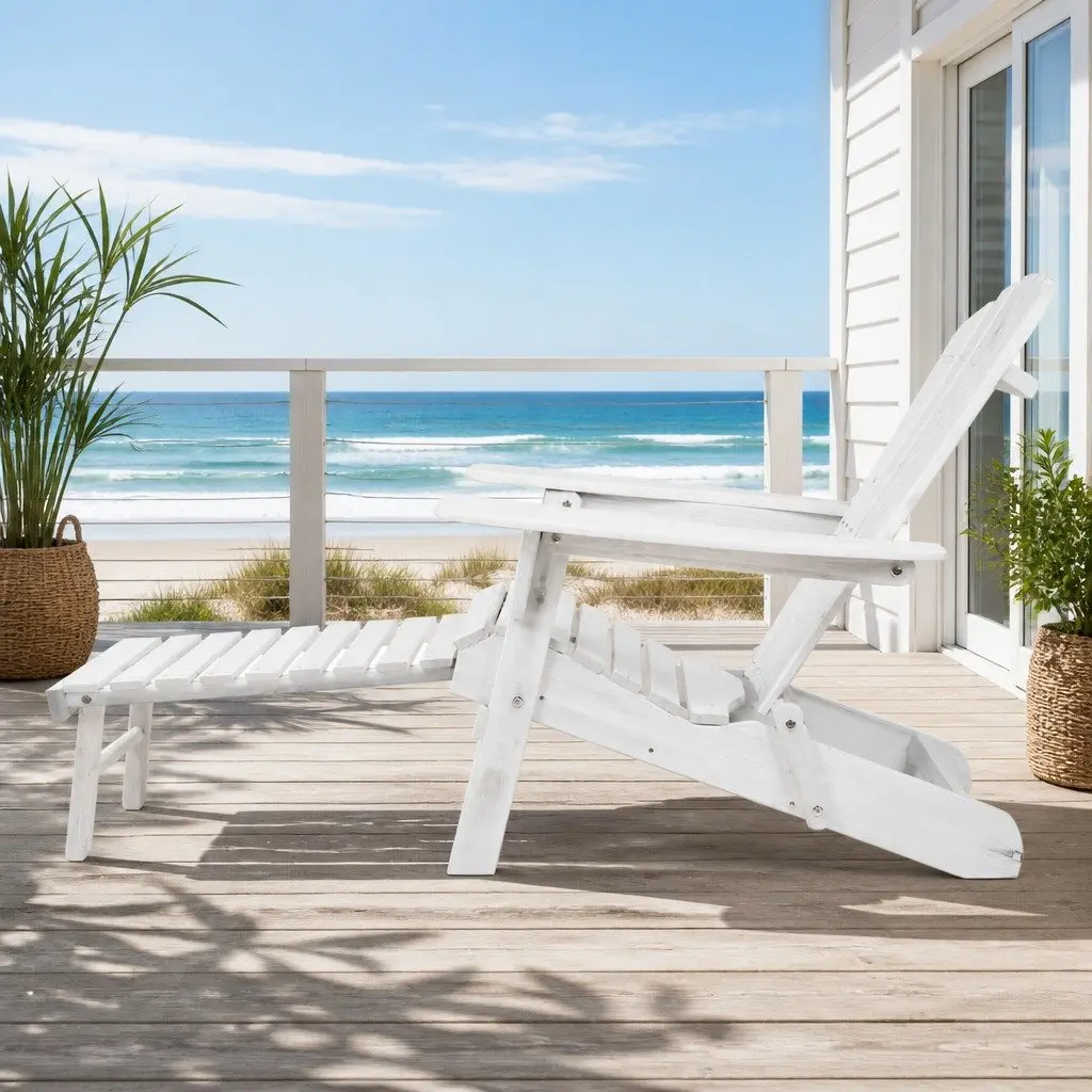 3-Piece Adirondack Lounge Set with Ottoman and Table