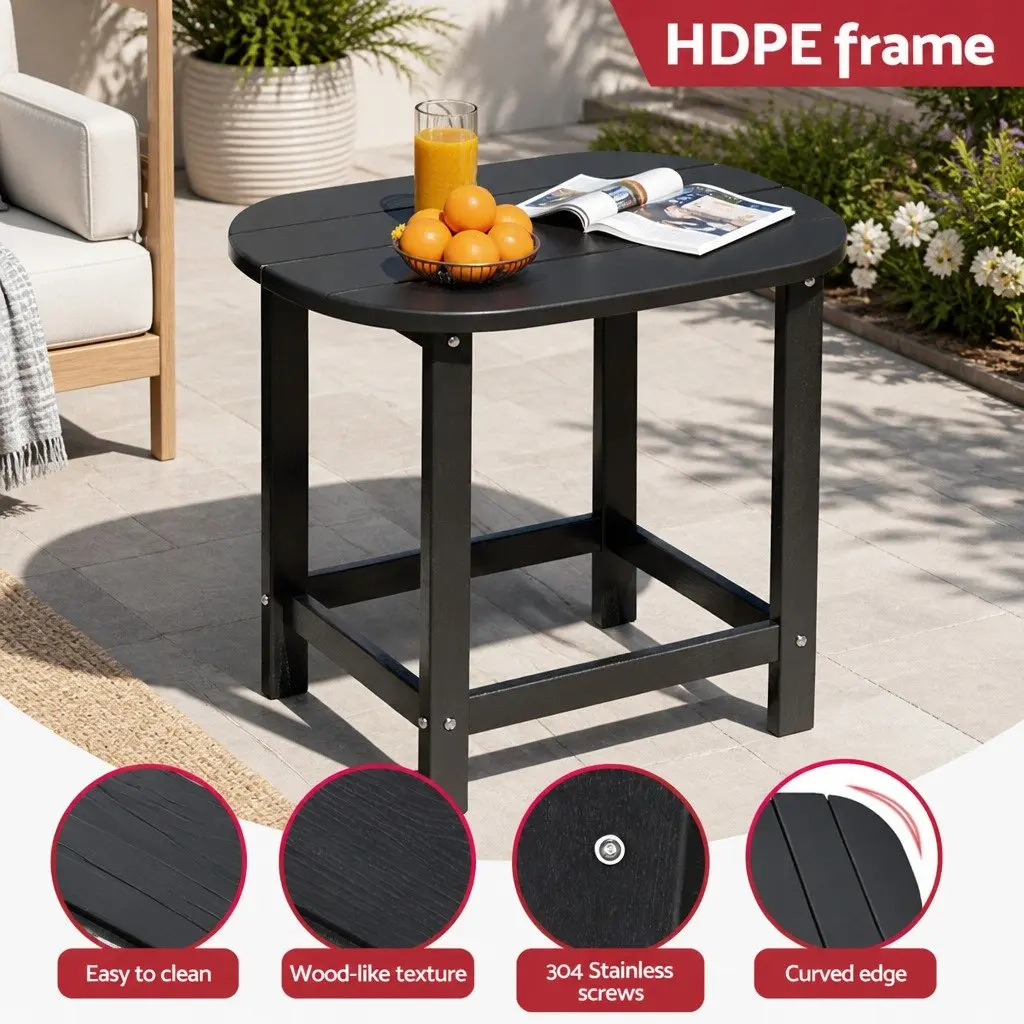Outdoor Side Table HDPE 47.5cm Black
