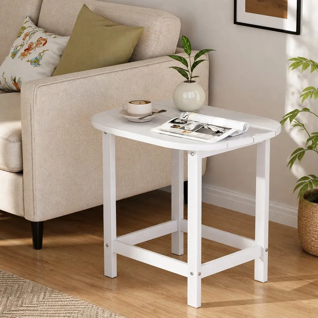 Outdoor Side Table HDPE 47.5 x 37 x 47.5 cm White Weatherproof Patio Garden Desk