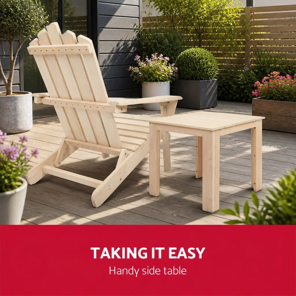 Wooden Side Table Hemlock Wood 44.6 x 44.6 x 40.5 cm Light Wood Tone Indoor Outdoor Coffee Lamp Desk Furniture