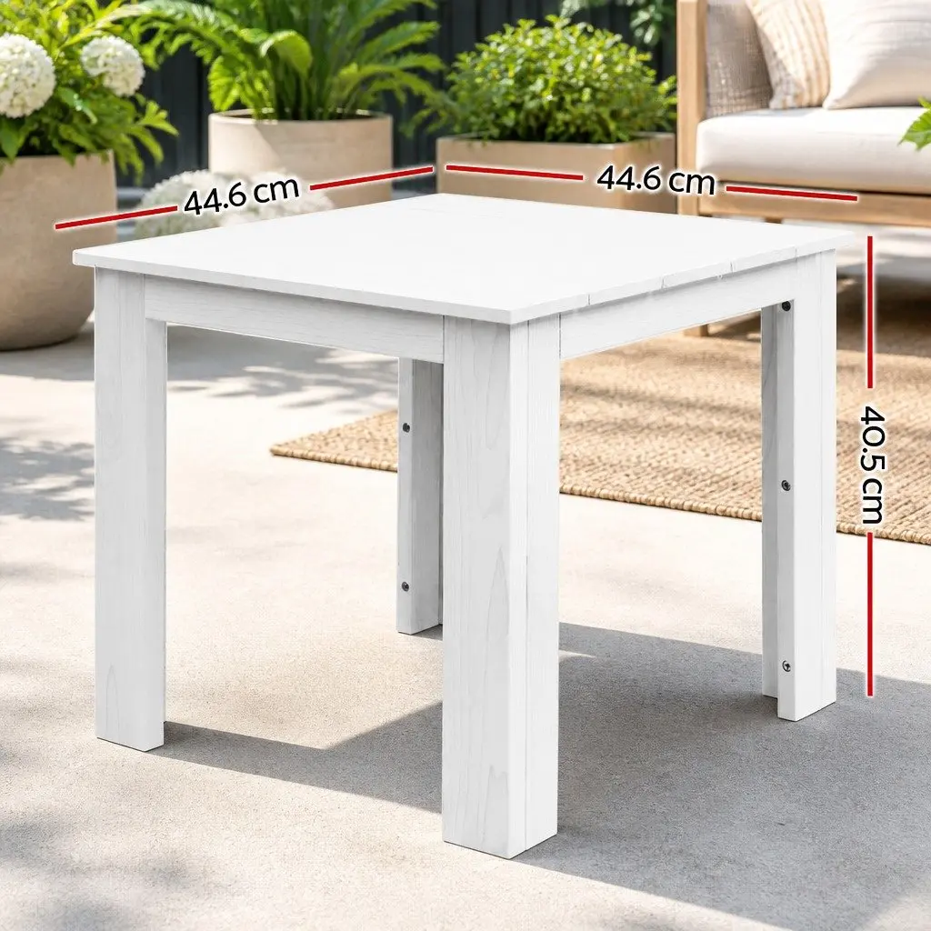 Wooden Side Table Hemlock Wood 44.6 x 44.6 x 40.5 cm White Square