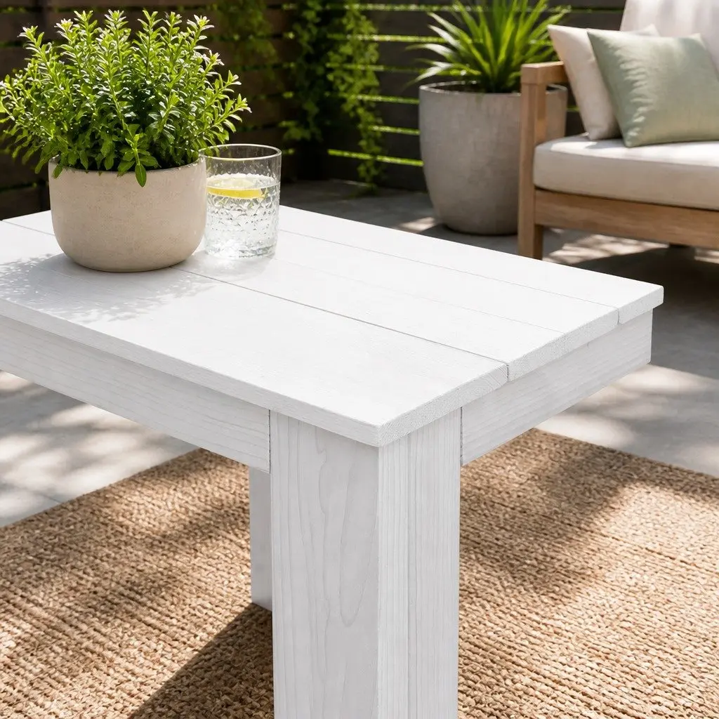 Wooden Side Table Hemlock Wood 44.6 x 44.6 x 40.5 cm White Square