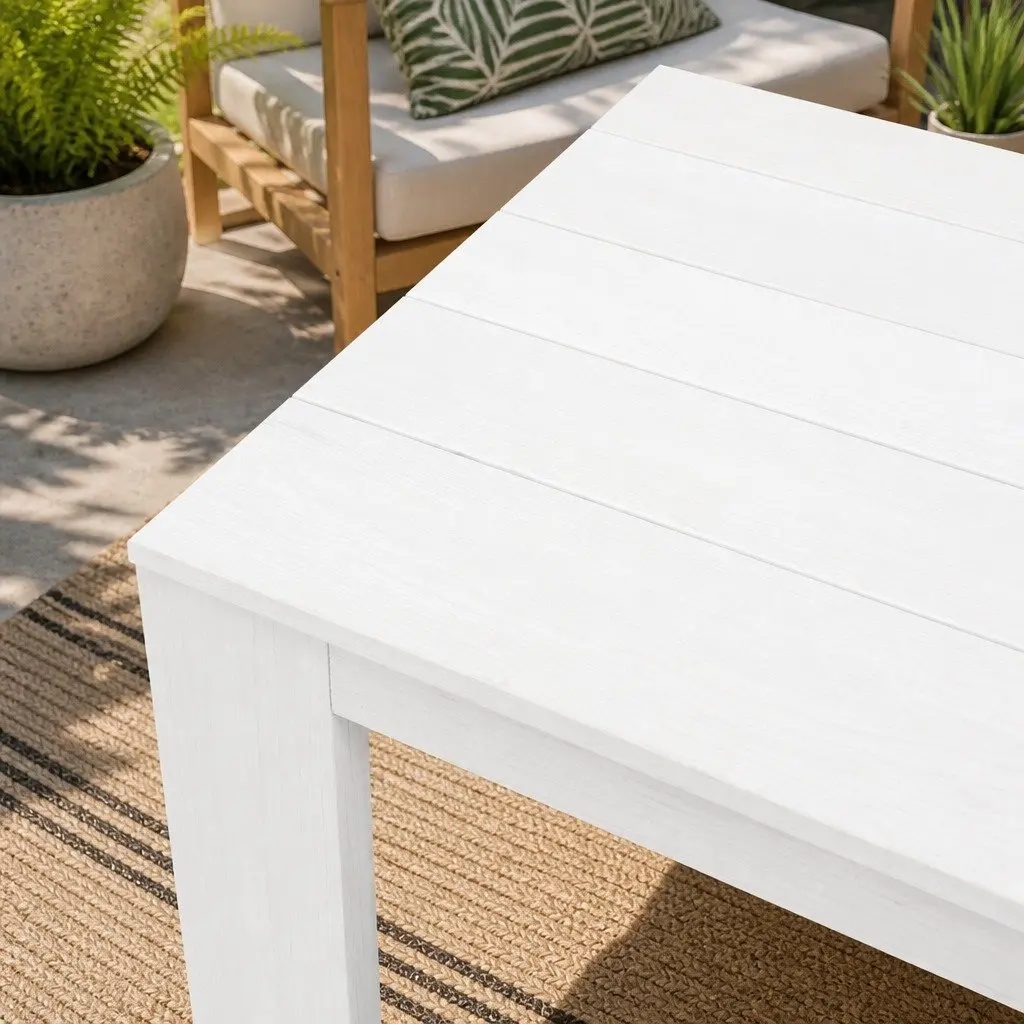 Wooden Side Table Hemlock Wood 44.6 x 44.6 x 40.5 cm White Square