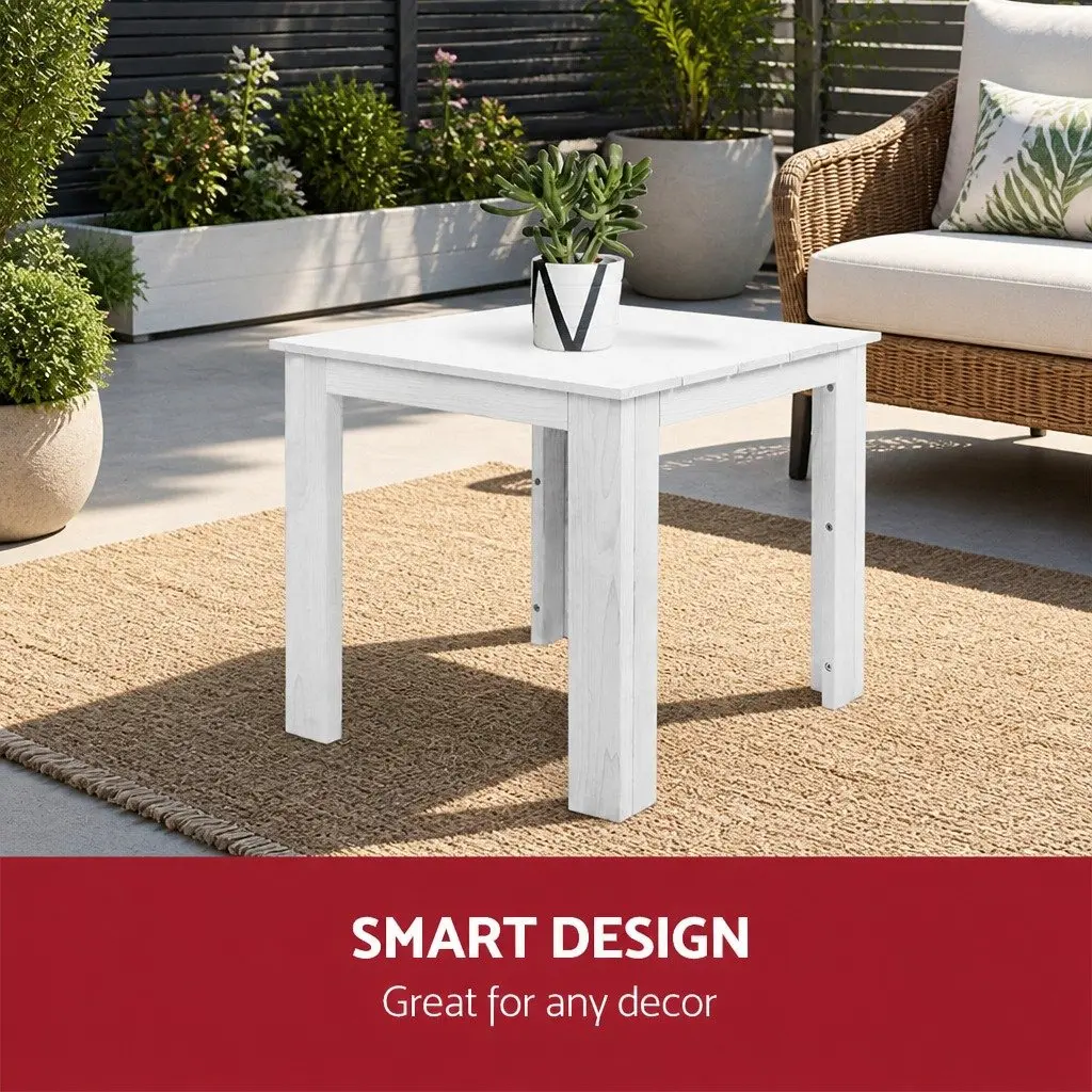 Wooden Side Table Hemlock Wood 44.6 x 44.6 x 40.5 cm White Square