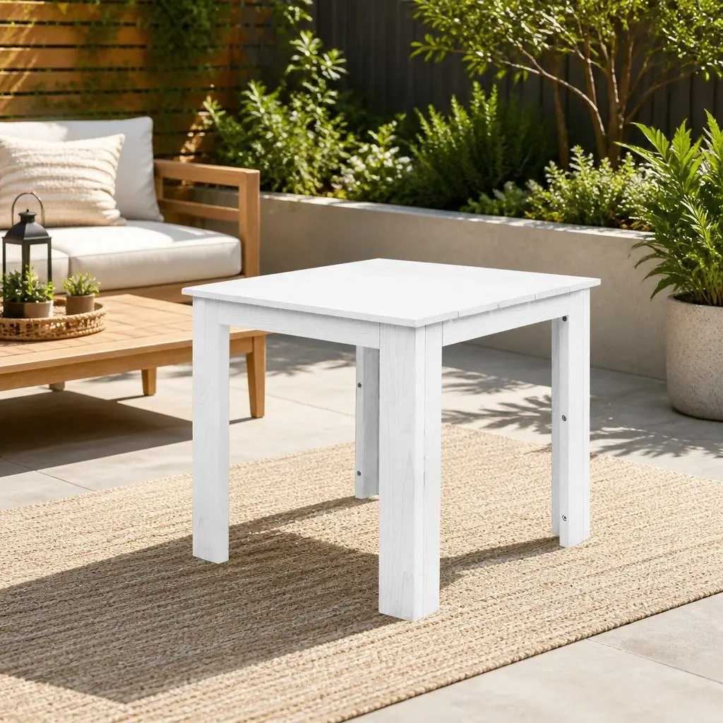 Wooden Side Table Hemlock Wood 44.6 x 44.6 x 40.5 cm White Square