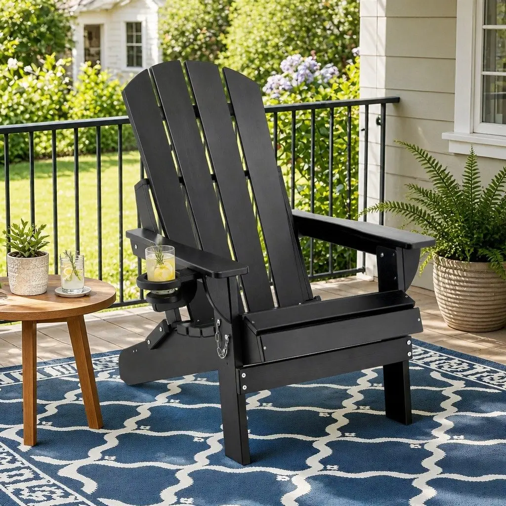 Outdoor Chair HDPE Black 68 x 82 x 106cm