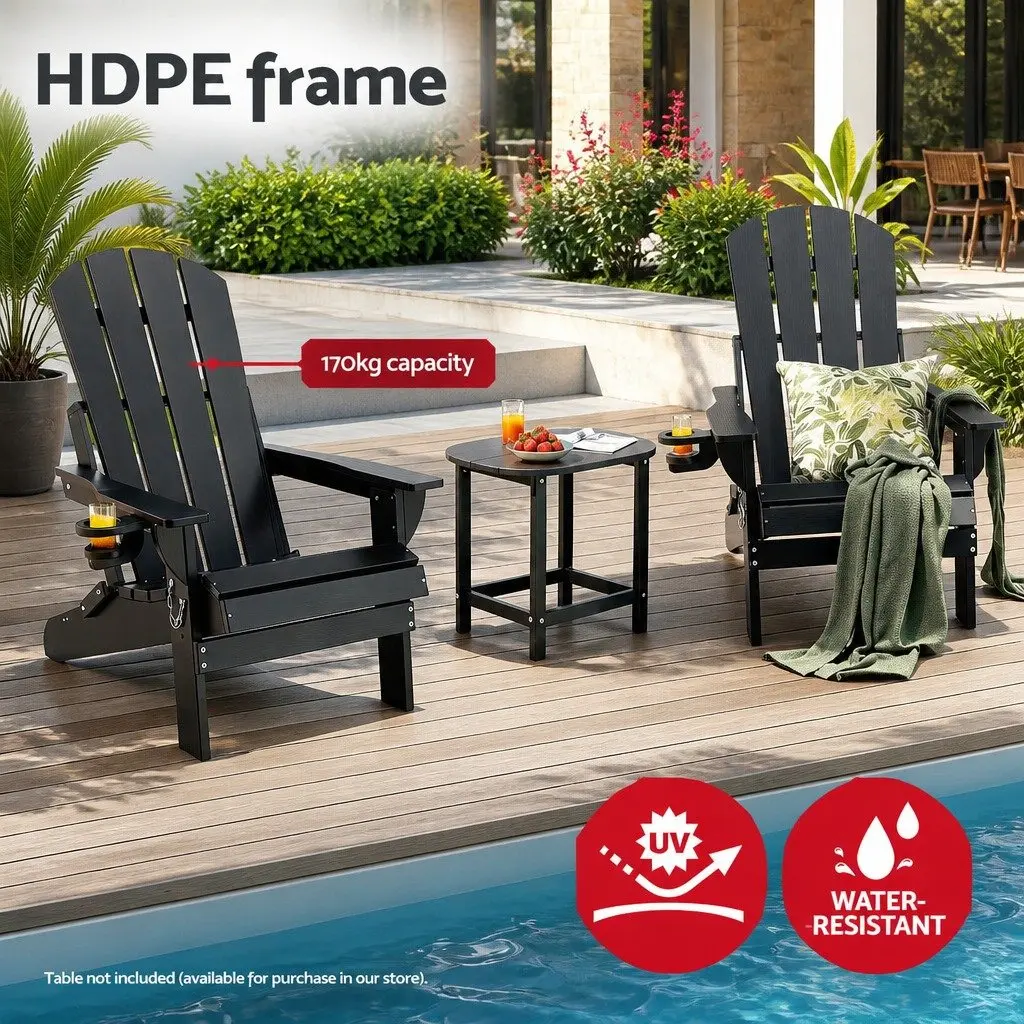 Outdoor Chair HDPE Black 68 x 82 x 106cm