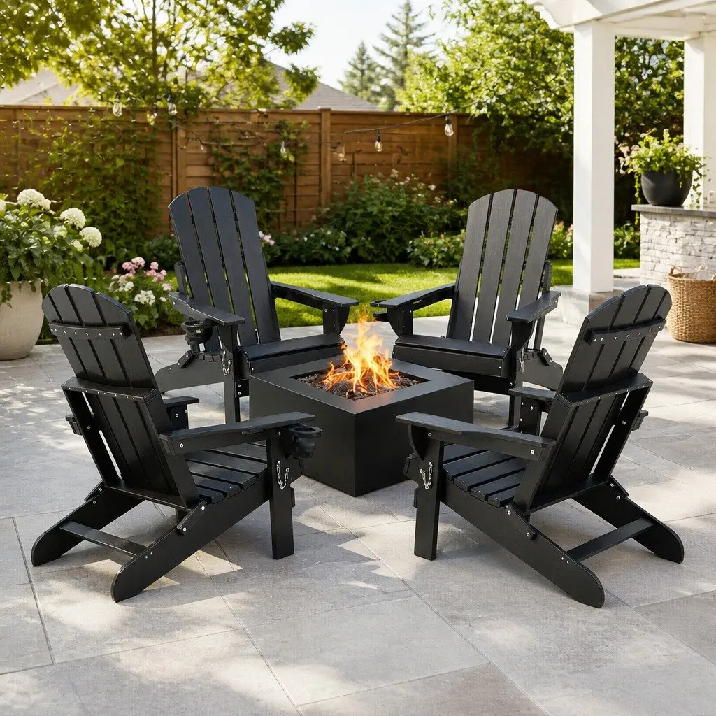 Outdoor Chair HDPE Black 68 x 82 x 106cm